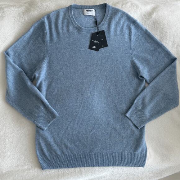 Naadam 100% Cashmere Sweater Mens XXL Dusty Blue Crew Neck Pullover Knit Luxury - Picture 1 of 10